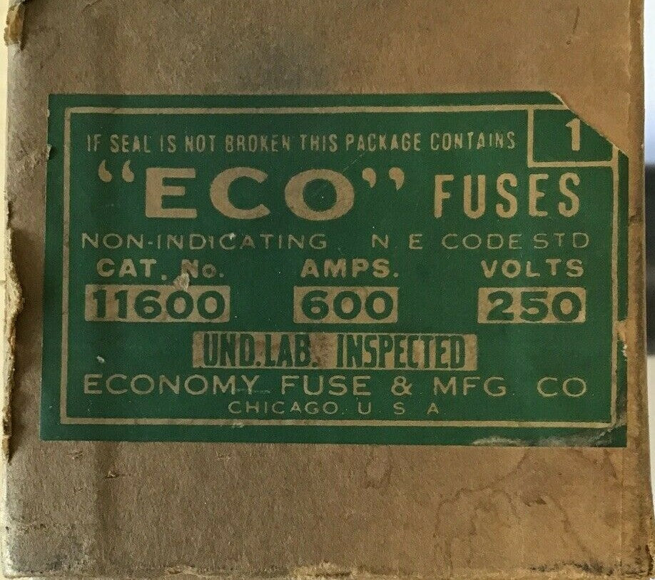 ECONOMY FUSE 11600 NON-INDICATING FUSE 600A 250V "ECO"1
