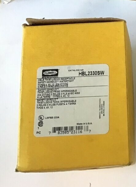 HUBBELL HBL2330SW TWIST LOCK RECEPTACLE  20A 277V 2POLE1