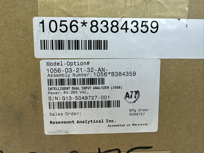 ROSEMOUNT 1056-03-21-32-AN 1056*8384359 INTELLIGENT DUAL INPUT ANALYZER1