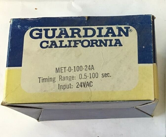GUARDIAN CALIFORNIA MET-0-100-24A RELAY RANGE 0.5-100SEC 24VAC1