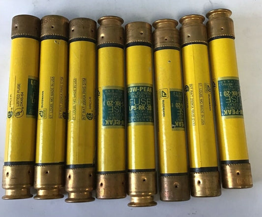 BUSSMAN LPS-RK-20 FUSE 20A TIME DELAY 600VAC LOW-PEAK CLASS RK1***LOTOF8***0