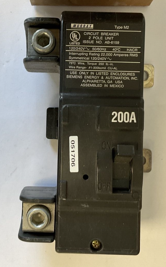 MURRAY M2 200A CIRCUIT BREAKER 120/240VAC 2POLE2