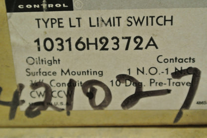CUTLER-HAMMER 10316H2372C - OILTIGHT LIMIT SWITCH - 1 N.O., 1 N.C. - NEW SURPLUS7