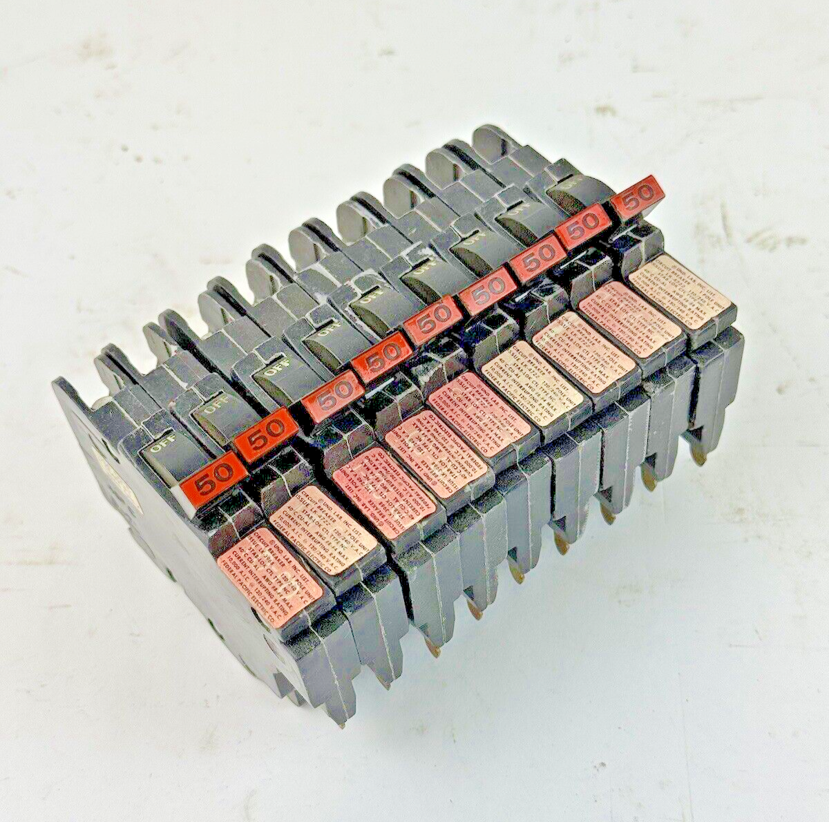 FPE *LOT OF 9* - 050 / NC150 - STAB-LOK BREAKERS - 1 POLE/240VAC/50A-3 NO SCREWS0