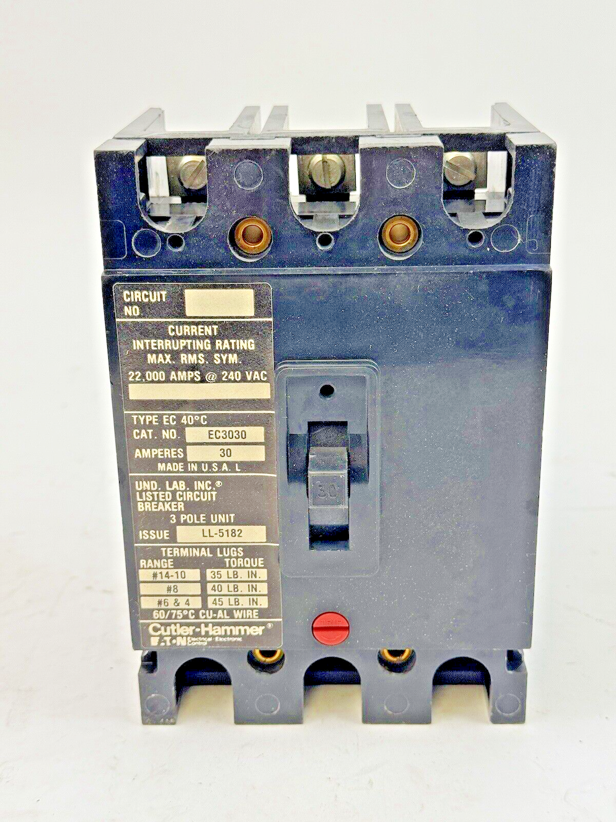 CUTLER-HAMMER / EATON - EC3030 SER. 3 - CIRCUIT BREAKER - 30A/ 240 VAC/ 3 POLE4