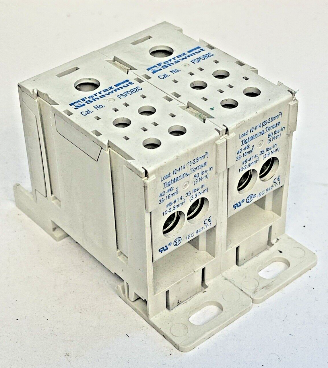 FERRAZ SHAWMUT *LOT OF 2* - FSPDB2C - POWER DISTRIBUTION BLOCK - 600VAC, 175A0