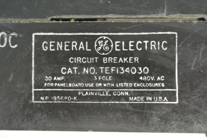 GE TEF134030 CIRCUIT BREAKER - 480VAC, 30A, 3-POLE1