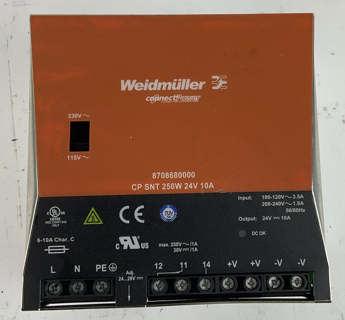WEIDMULLER 8708680000 POWER SUPPLY 100-120VAC 3.5A0