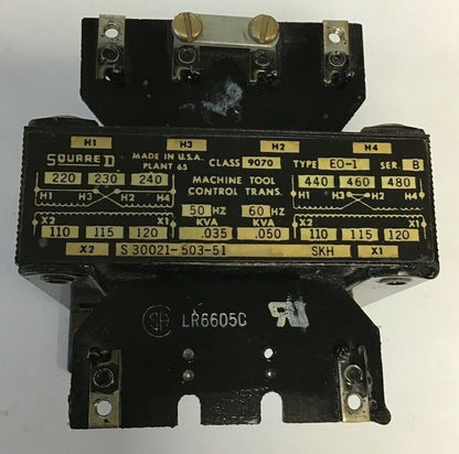 SQUARE D 9070 EO-1 CONTROL TRANSFORMER 50/60HZ SER.B 0.035-0.50KVA0