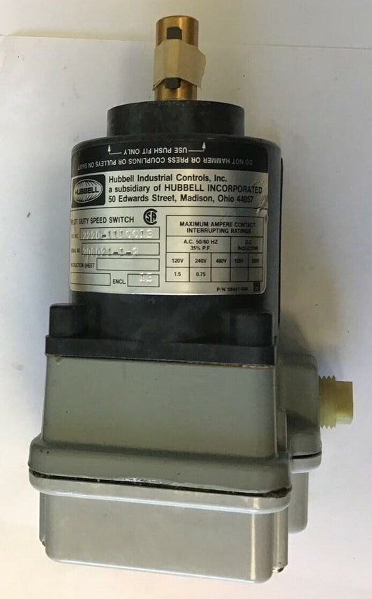 HUBBELL 2220-111CC13 PILOT DUTY SPEED SWITCH 240V 50/60HZ0