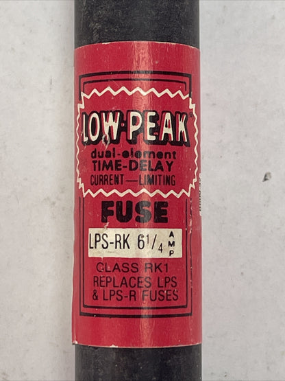 COOPER BUSSMANN LPS-RK-6 1/4 LOW-PEAK DUAL ELEMENT FUSE 600VAC 6-1/4A(LOT OF 10)2