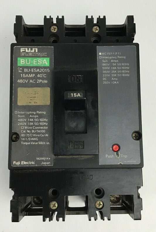 FUJI ELECTRIC BU-ESA2015 15AMP CIRCUIT BREAKER 480VAC 2POLE0