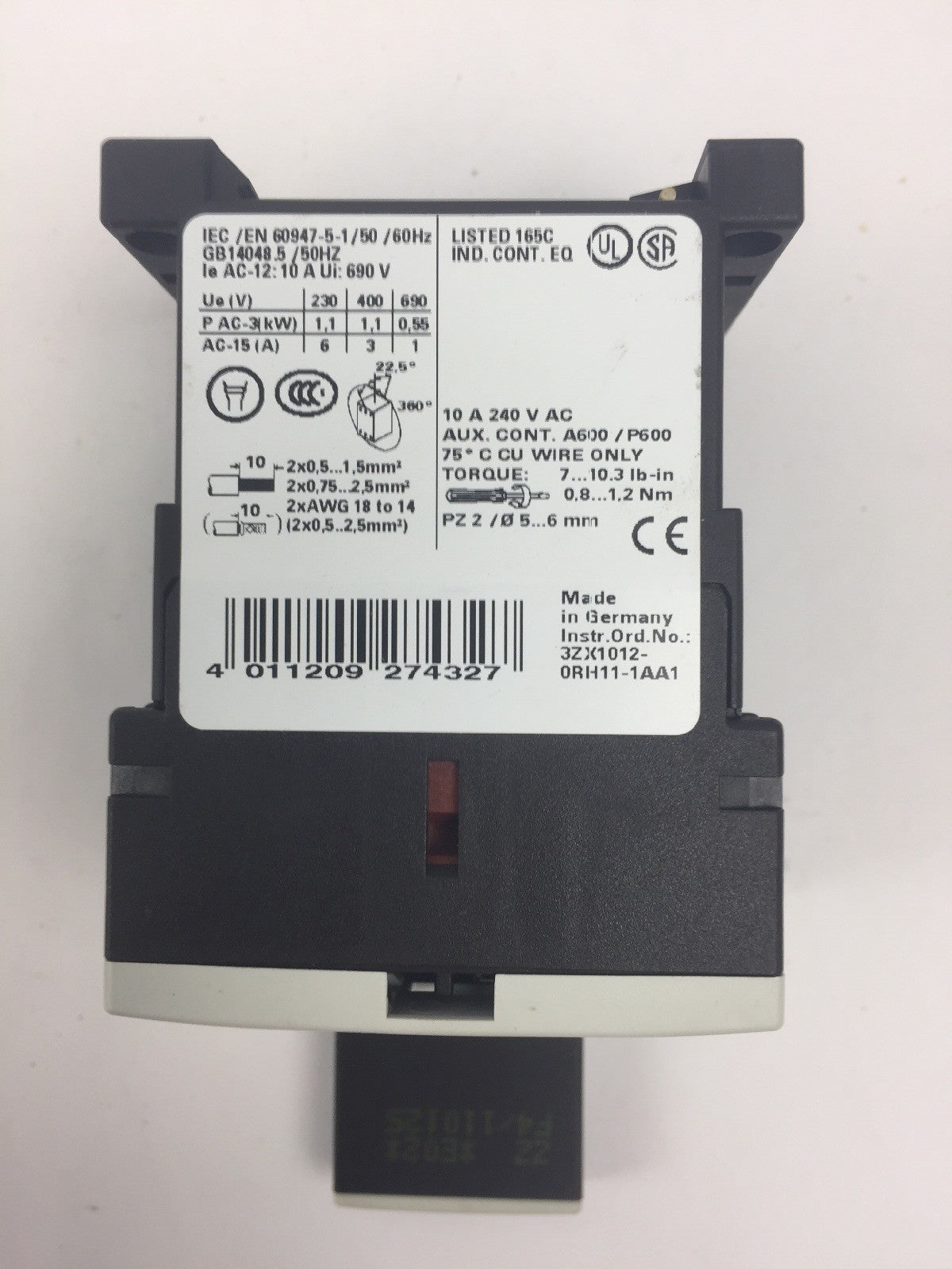 SIEMENS 3RH1131-1BB40 CONTACTOR WITH 3RT1916-1BB00 SURGE SUPPRESSOR1