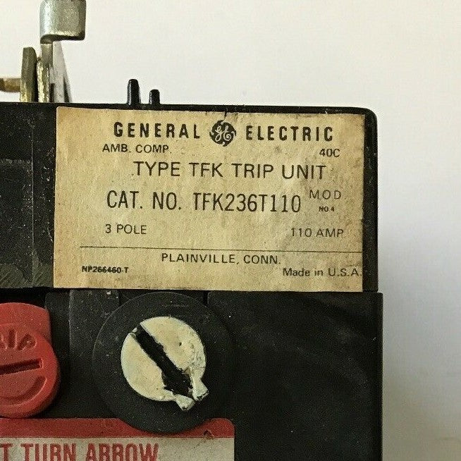 GE TFK236T110 110AMP TYPE TFK 3POLE TRIP UNIT1