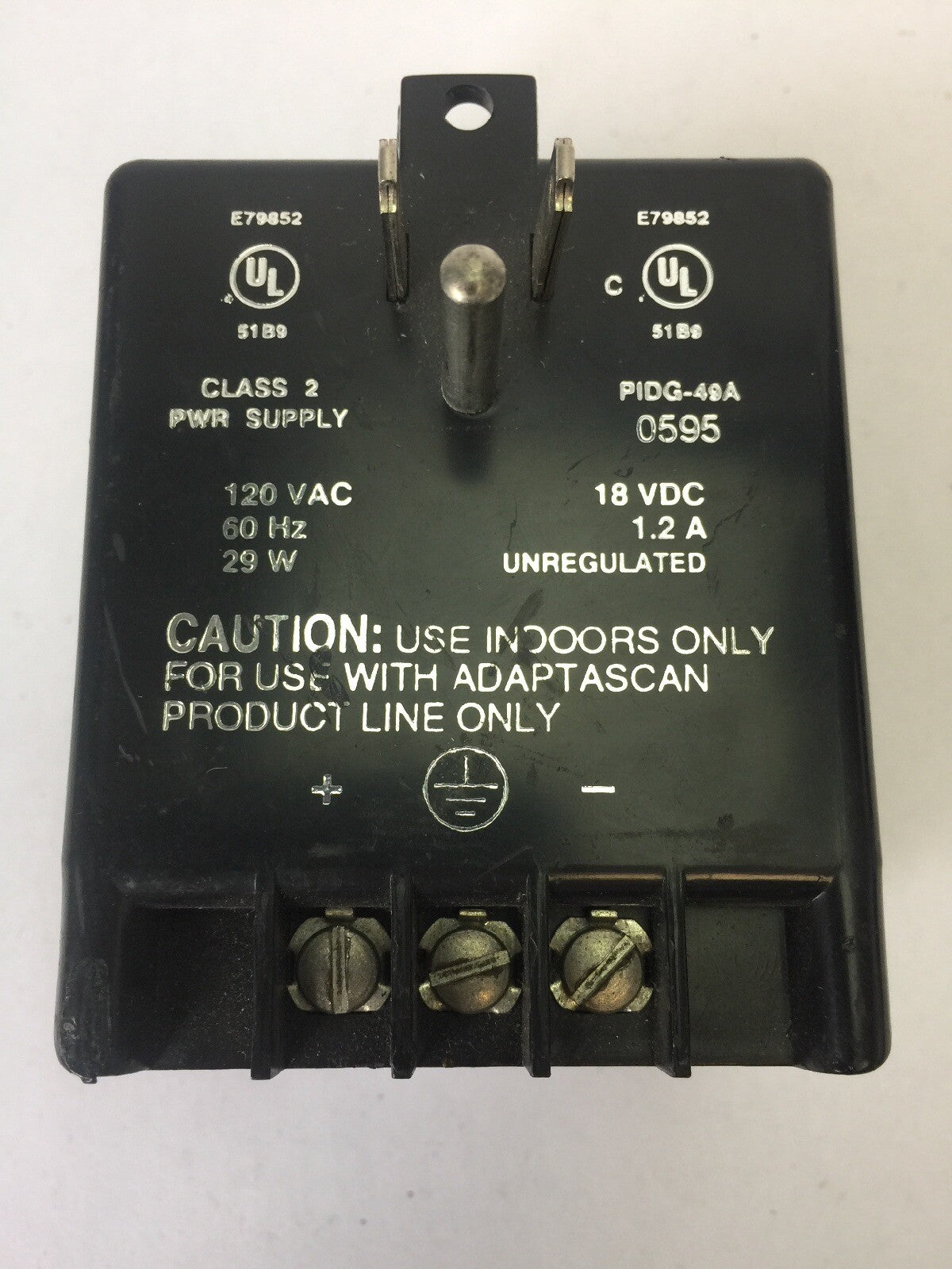 ALLEN BRADLEY 2755-PW46 ADAPTSCAN WALLMOUNT SUPPLY 120VAC 29W 18VDC 1.2A CLASS 21