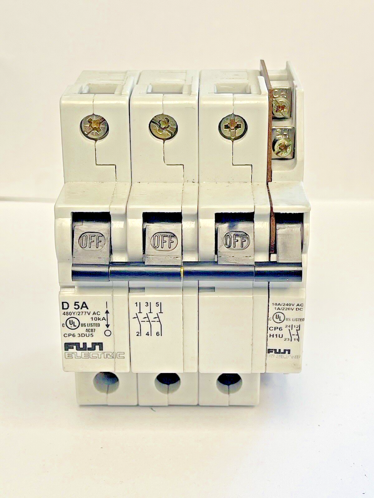 FUJI - CP6 3DU5 -5A MANUAL MOTOR CONTROLLER - 480/277 VAC & CP6 H1U AUX CONTACT1