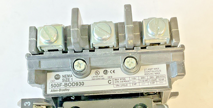 ALLEN BRADLEY 500F-BOD930 STARTER SER.C W/ DB762DL COIL, W45 HEATERS1