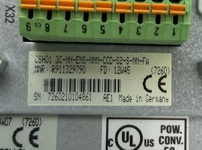REXROTH CSH01.3C-NN-ENS-NNN-CCD-S2-S-NN-FW HCS02.1E-W0028-A-03-NNNN INDRADRIVE C1