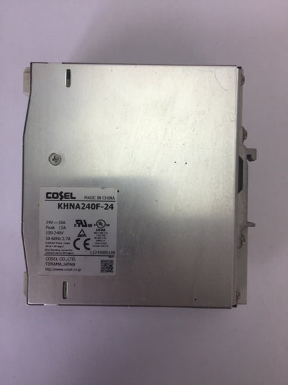COSEL KHNA240F-24 POWER SUPPLY INPUT 100-240VAC 50-60HZ 2.7A OUPUT 24VDC 10A2