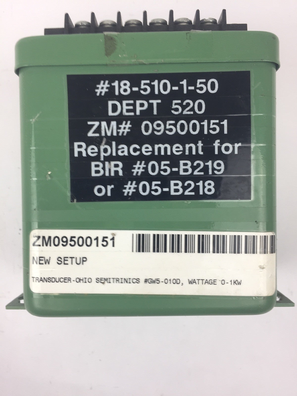 OHIO SEMITRONICS GW5-010D AC WATT TRANSDUCER 0-150VAC 0-10Aac 58-62HZ 3