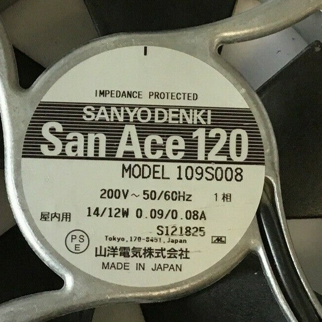 SANYO DENKI 109S008 FAN SAN ACE 120 200VAC 50/60HZ 14/12W .09/.08A 1