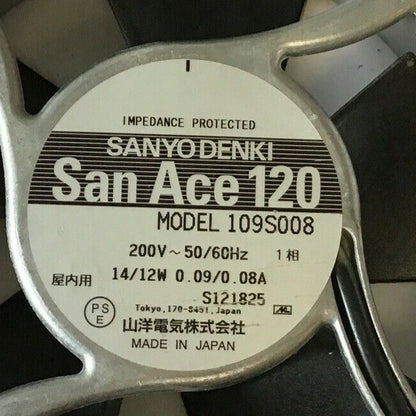 SANYO DENKI 109S008 FAN SAN ACE 120 200VAC 50/60HZ 14/12W .09/.08A 1