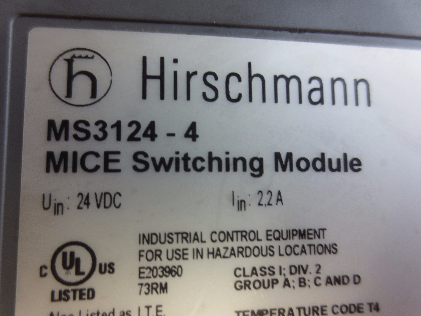 HIRSCHMANN MS3124-4 MICE SWITCHING MODULE + 6-SLOT BASE - MINUS COVER1