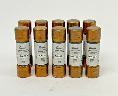 BUSSMANN EATON - LOT OF 10 - NON-20 - 20A 250V AC, K5, 2" FUSE - Cylindric0
