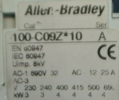ALLEN-BRADLEY 100-C09Z*10 CONTACTOR Ser. A  24VDC ***LOTOF2***2