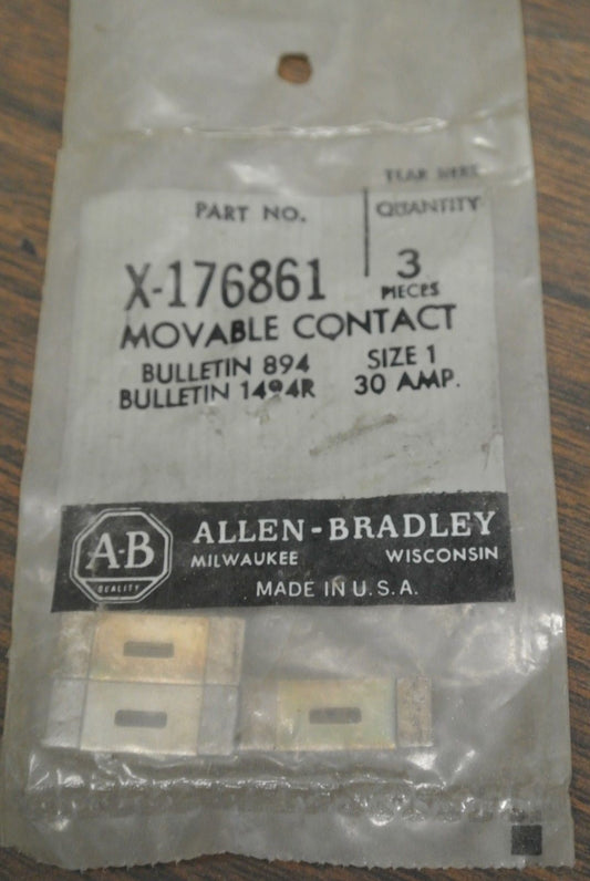 BAG of 3 / ALLEN-BRADLEY X-176861 / MOVABLE CONTACT / SIZE 1 / 30A / NEW SURPLUS0