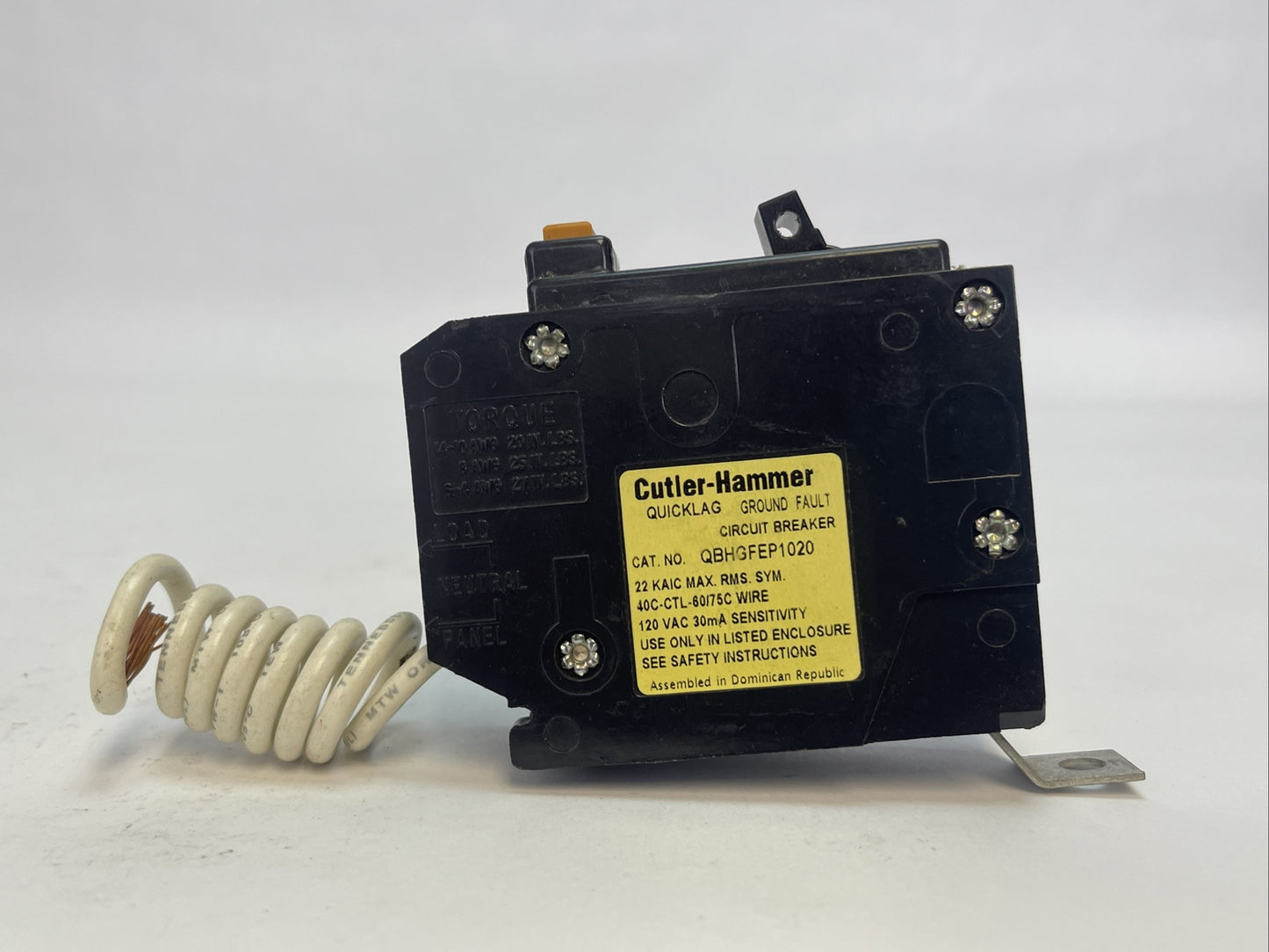 CUTLER HAMMER QBHGFEP1020 QUICKLAG GROUND FAULT CIRCUIT BREAKER 20A 1P 120VAC2