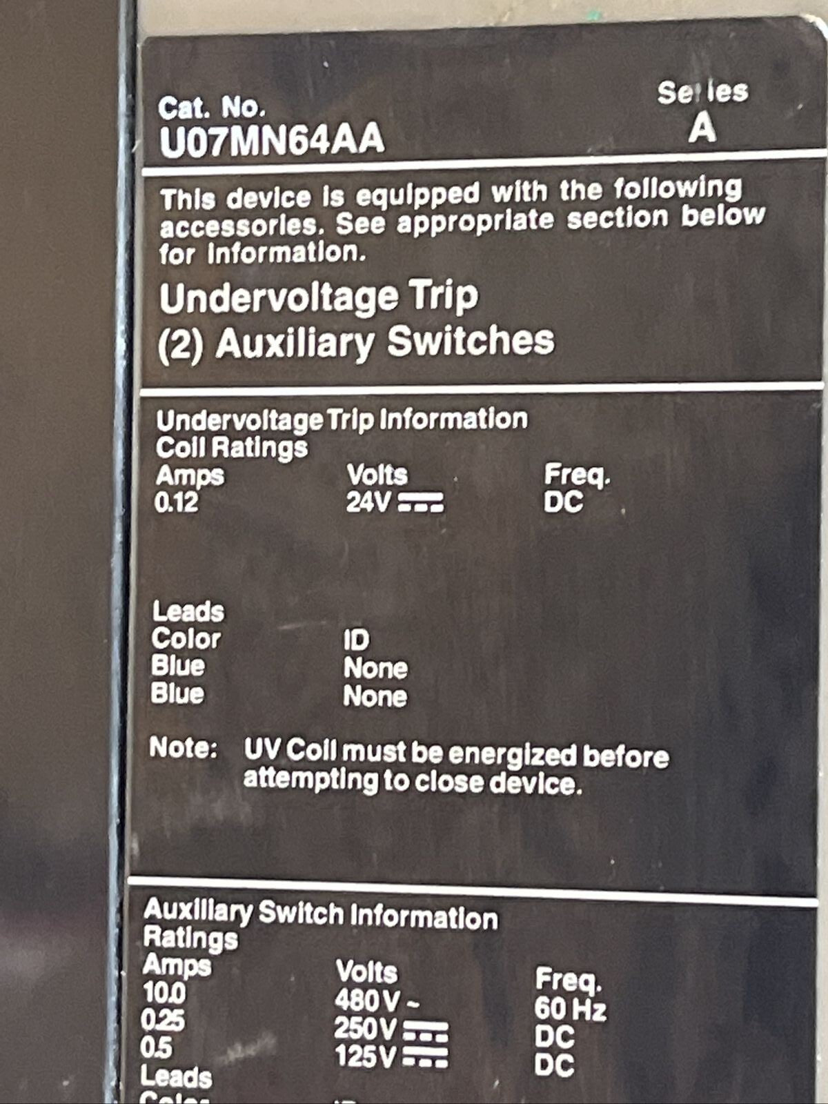 SIEMENS PXD63B140 SENTRON SERIES CIRCUIT BREAKER 1400A 600VAC 250VDC U07MN64AA3