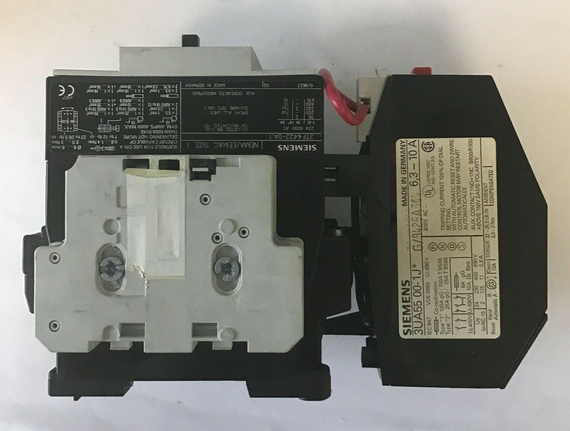 SIEMENS 3TF4422-0A..1 CONT.W/AUX CONTACT 3TY756-1A&3TY75611B W 3UA5500-1J RELAY 5
