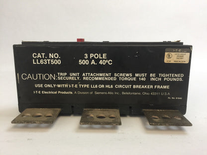 ITE LL63T500 CIRCUIT BREAKER TRIP UNIT 500AMP 3POLE2