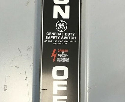 GENERAL ELECTRIC TG4322R SAFETY SWITCH 60A 240VAC 250VDC MOD.7 TYPE3R 1