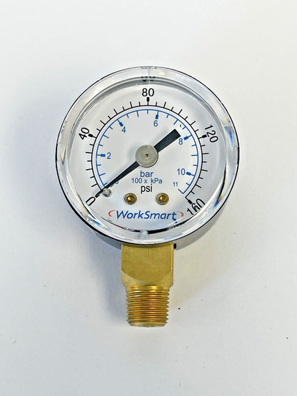 WORKSMART - WS-PE-GAGE-7 - PRESSURE GAUGE - 1.5" DIAMETER, 1/8" NPT, 0-160 PSI2