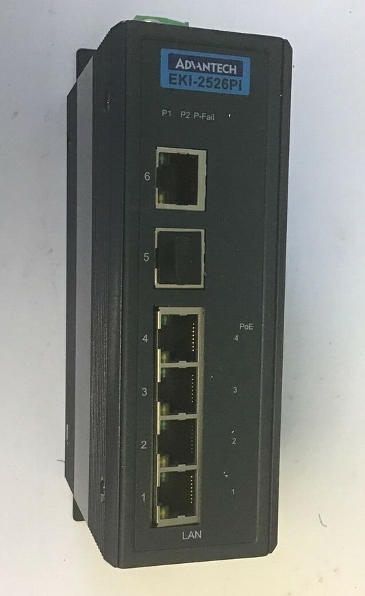 ADVANTECH EKI-2526PI INDUSTRIAL EHTERNET SWITCH 6PORT 48VDC 3A0