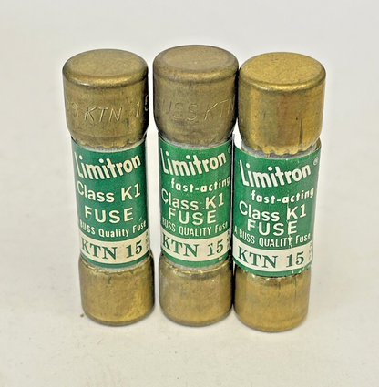 BUSSMANN - *BOX OF 3* - KTN 15 - 15 AMP, 250 VAC, FAST ACTING, CLASS K11