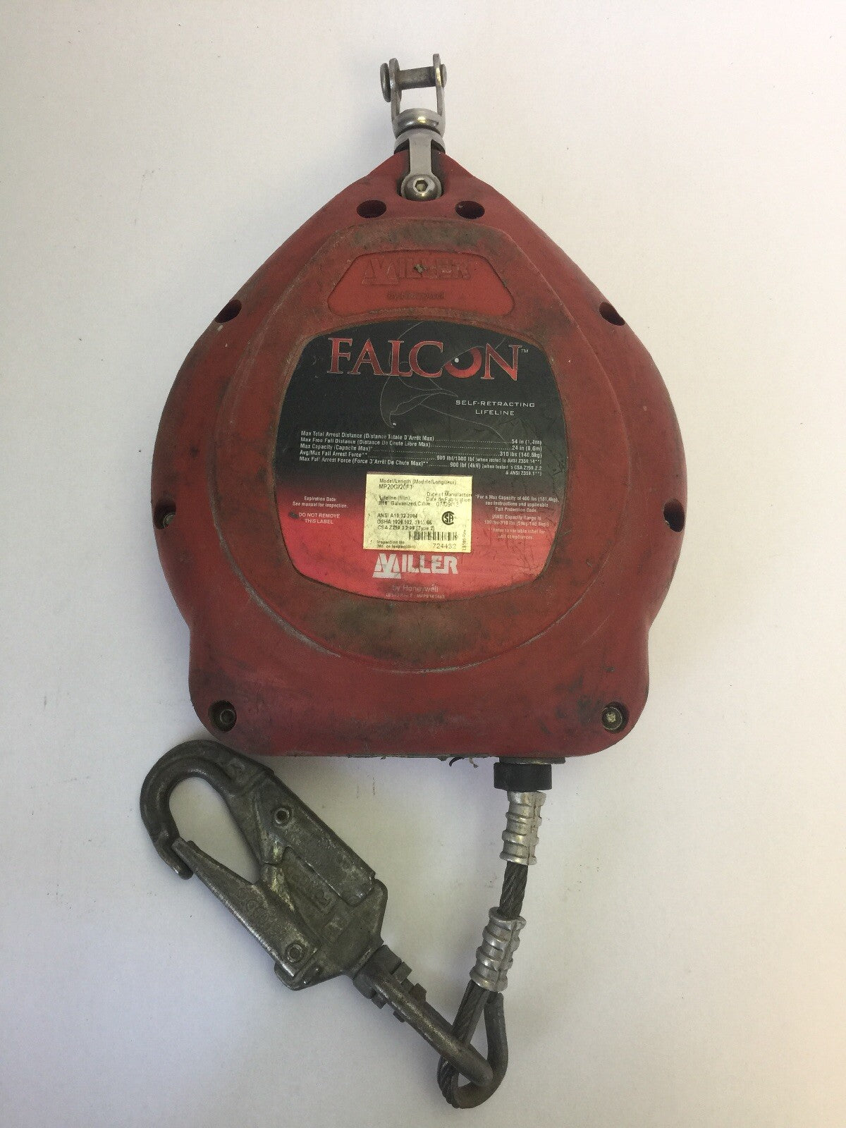 MILLER BY HONEYWELL FALCON MP20G/20FT SELF-RETRACTING LIFELINE 310LBS 0