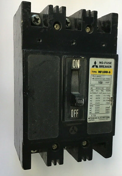 MITSUBISHI NF 100-S CIRCUIT BREAKER 100AMP 600VAC/250VDC 3POLE0