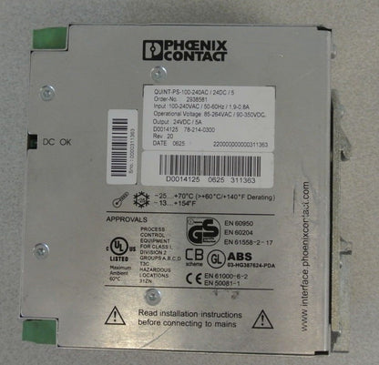 PHOENIX CONTACT QUINT-PS-100-240AC/24DC/5 / 2938581 POWER SUPPLY 4
