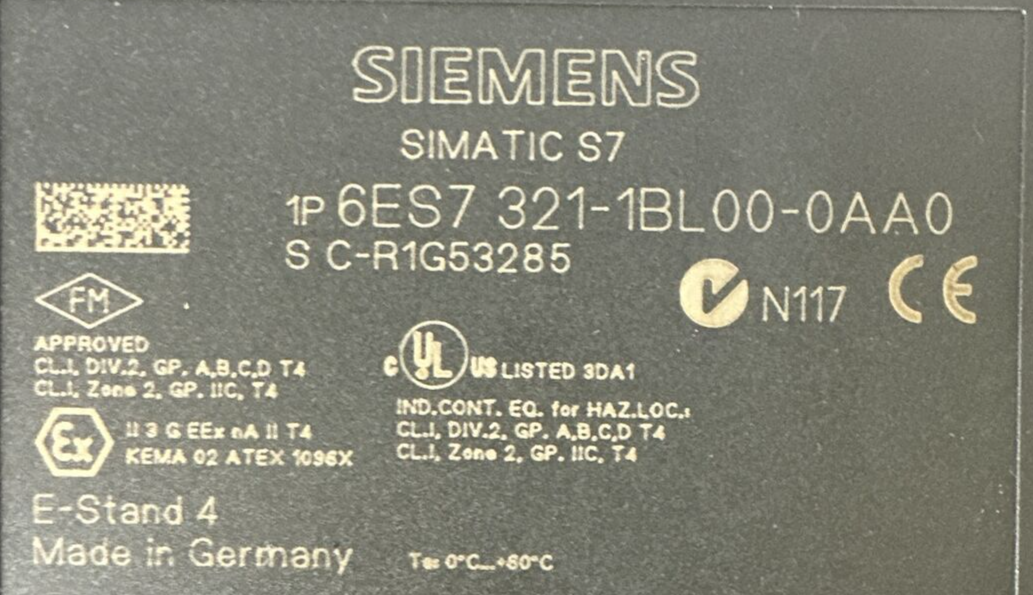 SIEMENS 1P 6ES7 321-1BL00-0AA0 INPUT MODULE SIMATIC S71
