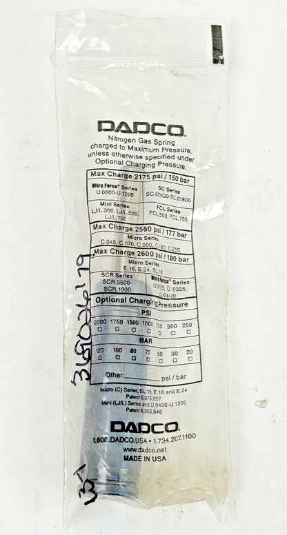DADCO - C.180.050 - NITROGEN GAS SPRING - 2175 PSI - 150 BAR - ULTRA FORCE0