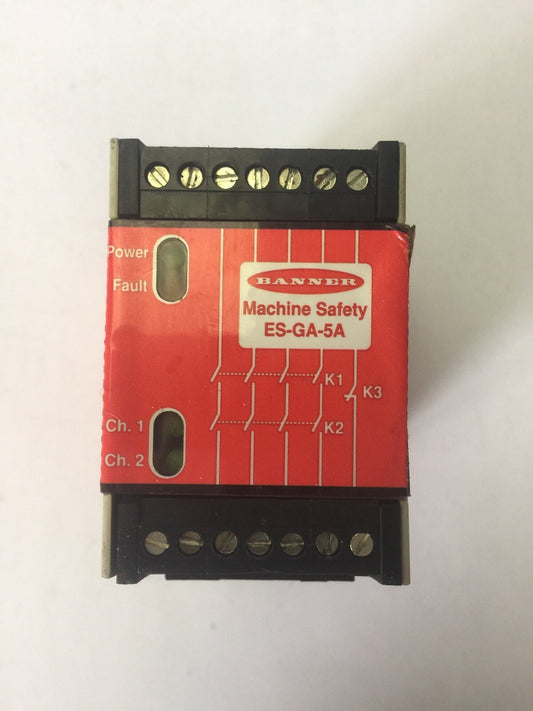 BANNER ES-GA-5A MACHINE SAFETY RELAY 24VDC OR 115VAC 250mA/100mA0
