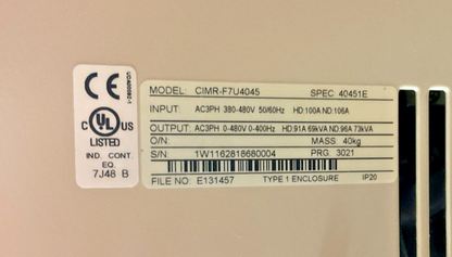 YASKAWA CIMR-F704045 AC DRIVE 91A 480V 73KVA 400HZ3