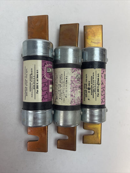 BUSSMANN LPN-RK 200 LOW-PEAK CLASS RK1 FUSE TIME DELAY 200AMP 250VAC (LOT OF 3)3