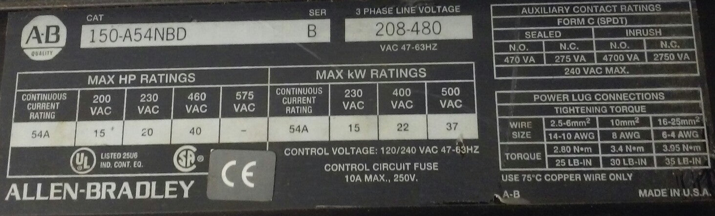 Allen-Bradley SMC Plus, 150-A54NBD, ser-B, 3ph 208-480v, starter (40888-313-59)1