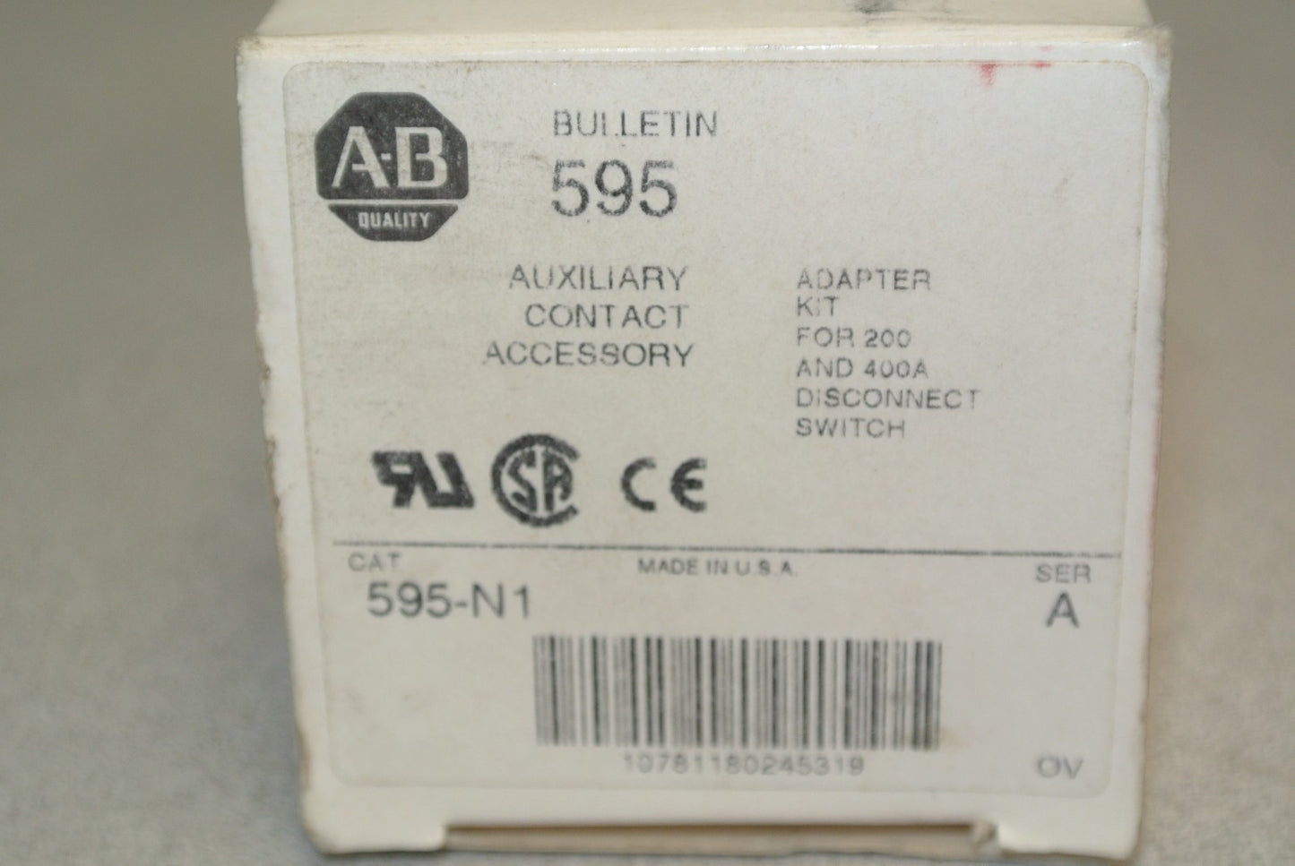 ALLEN-BRADLEY 595-N1 AUXILIARY CONTACT ADAPTER KIT / 200A & 400A DISCONN. SWITCH8