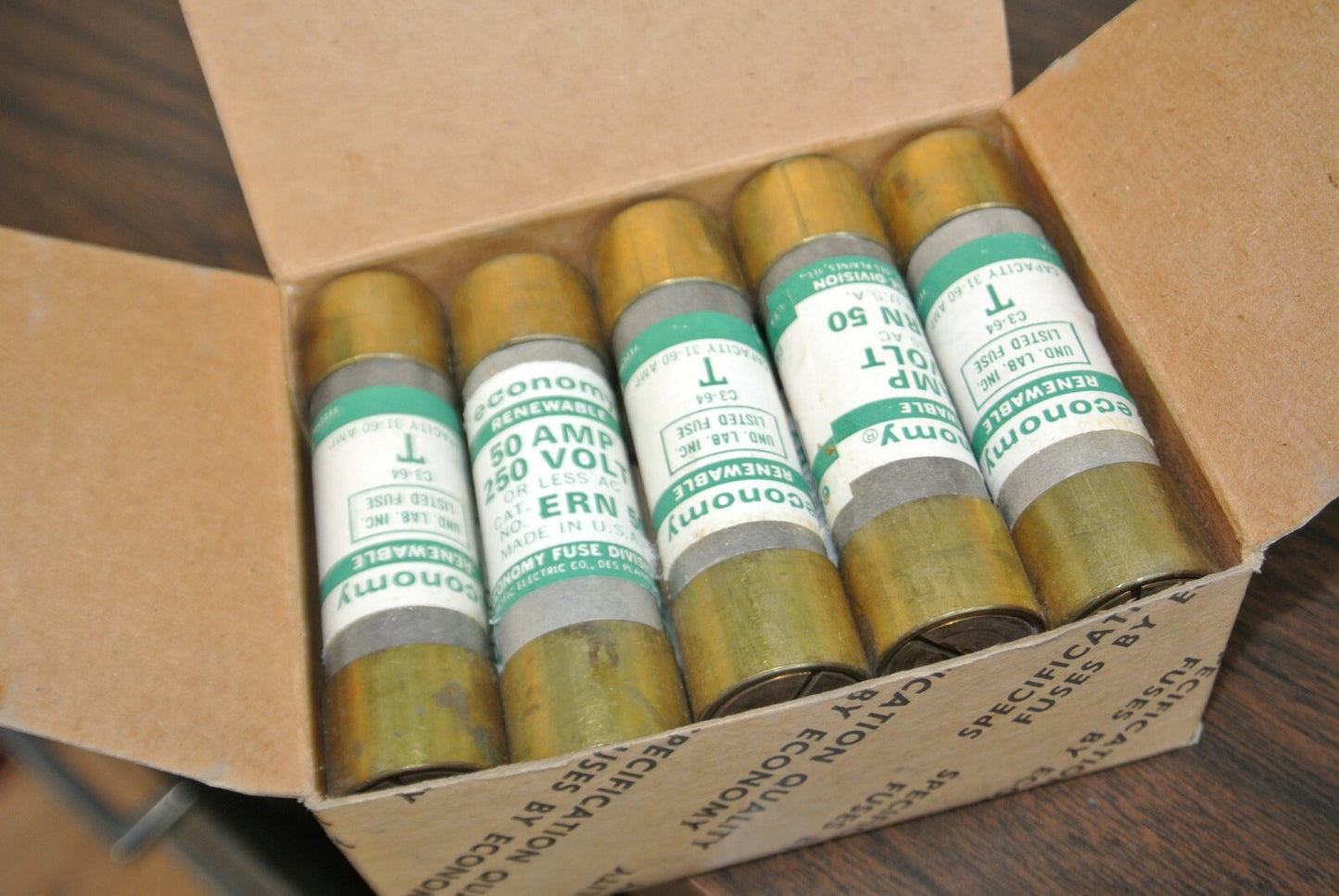 BOX of 10 / ECONOMY / FPE / ERN50 RENEWABLE FUSE / 50A / 250V / NEW SURPLUS5