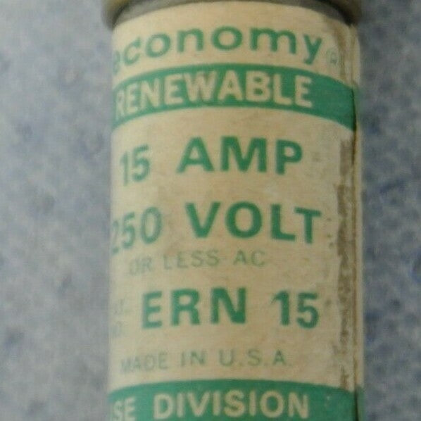 LOT of 5 / ECONOMY & EAGLE ERN15 RENEWABLE FUSE / 15A / 250V / NEW SURPLUS1